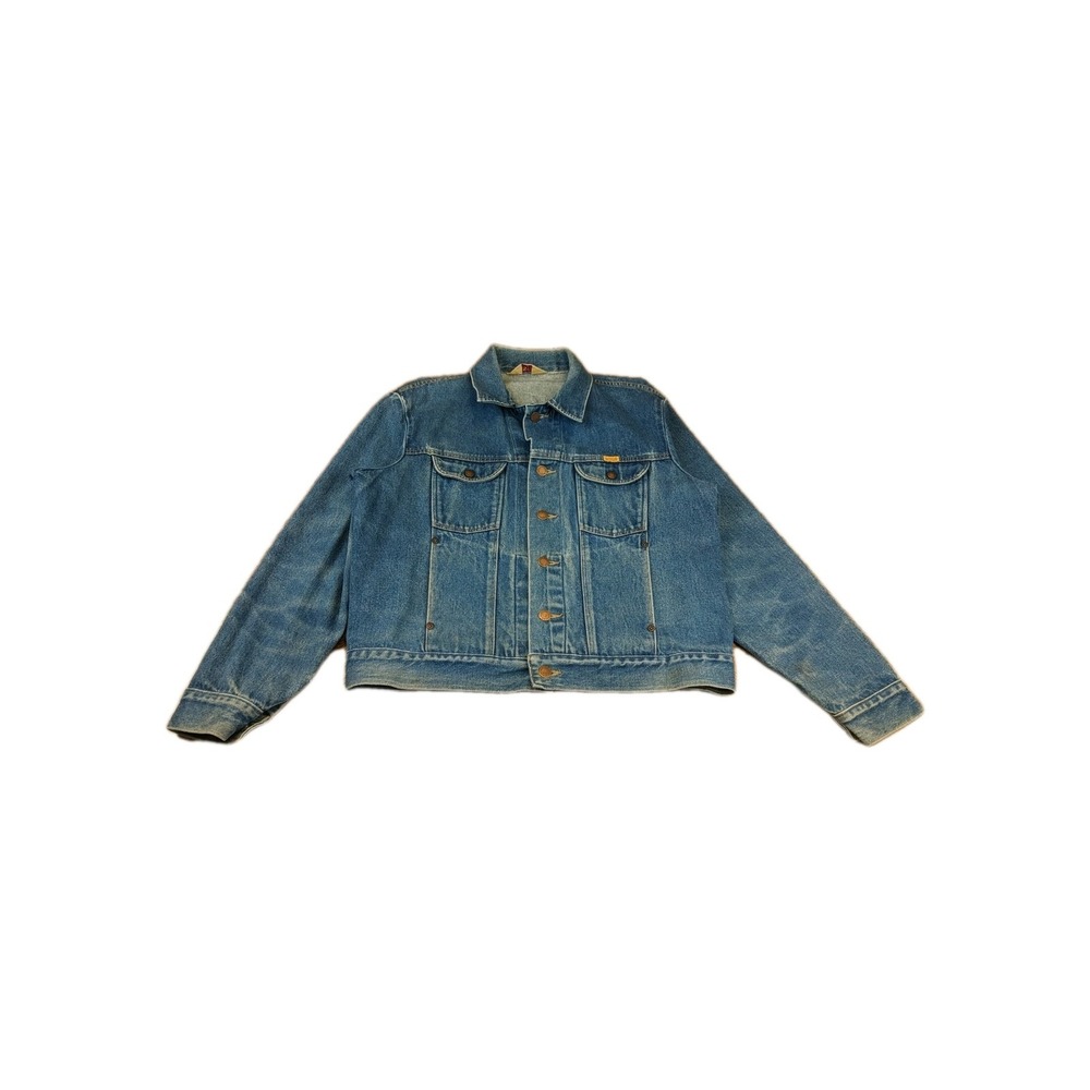Mens Size L Rustler USA Blue Cotton Denim Jacket Coat‎ Cowboy Western Vintage US